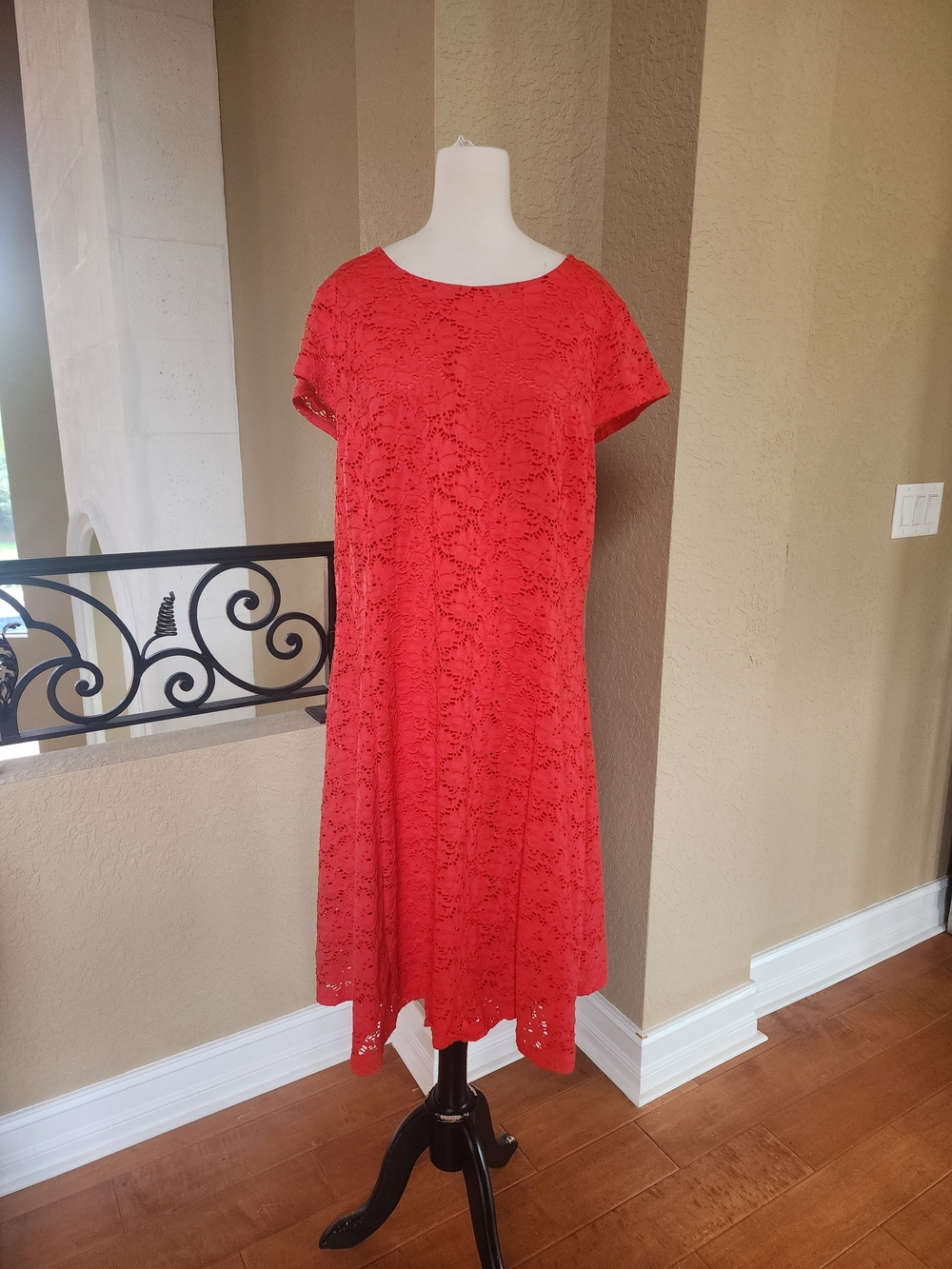 Alfani Coral Lace Midi Shift Dress